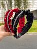 Black Diamond Pleated Gold Velvet Headband, High-End Aristocratic Elegant Rhinestone Headband, Popular Hair Accessories for Women