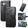 For iPhone 16 Case PU Leather Wallet Phone Cover Butterfly Pattern