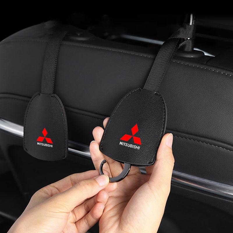 Leather Car Seat Back Hooks Portable Hanging Bag Rack For Mitsubishi ASX Lancer L200 Pajero Sport Attrage Mirage Eclipse