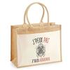 Beach Bag - PLANETEE - Jute Pocket Gemini Sign I Can't - Printed Cotton France - Multicolour - 43x33 Cm