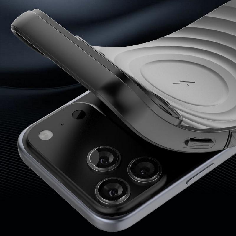 Magnetic Ripple Stand Phone Case For iPhone 17 Pro Max 16 15 14 13 Pro Max Luxury Lens Bracket Shockproof Soft Silicone Cover