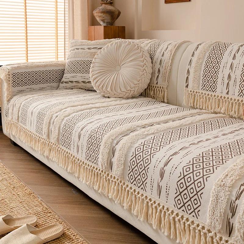 1PC Old Coarse Cotton and Linen Sofa Cushion Four Seasons Universal Thickened Linen Seat Pad Anti-Cat Scratch Inn Sofa Cover