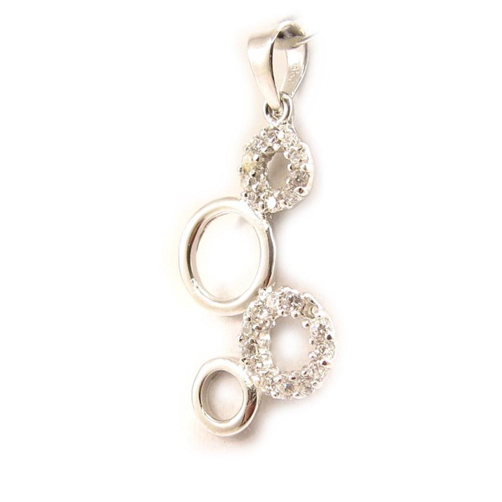 Les Trésors De Lily [C4662] - Silver Pendant 'Bubbles' White