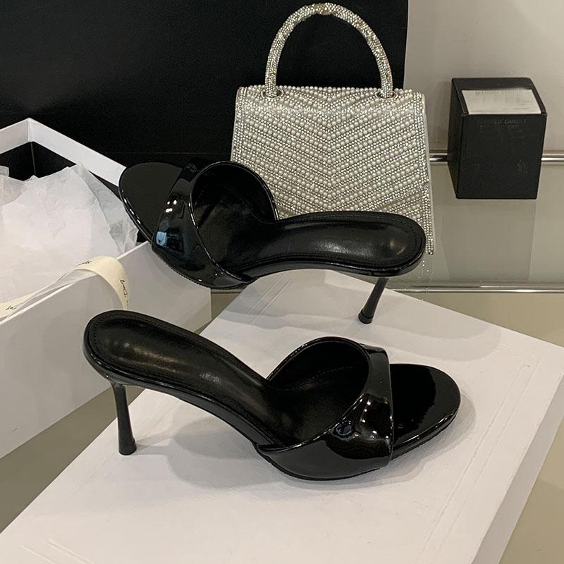 Fashion Female Slip On Footwear Thin Heels Pumps Women Slides Shoes Fashion Round Toe Party Sexy Ladies High Heels Shoes Sandals