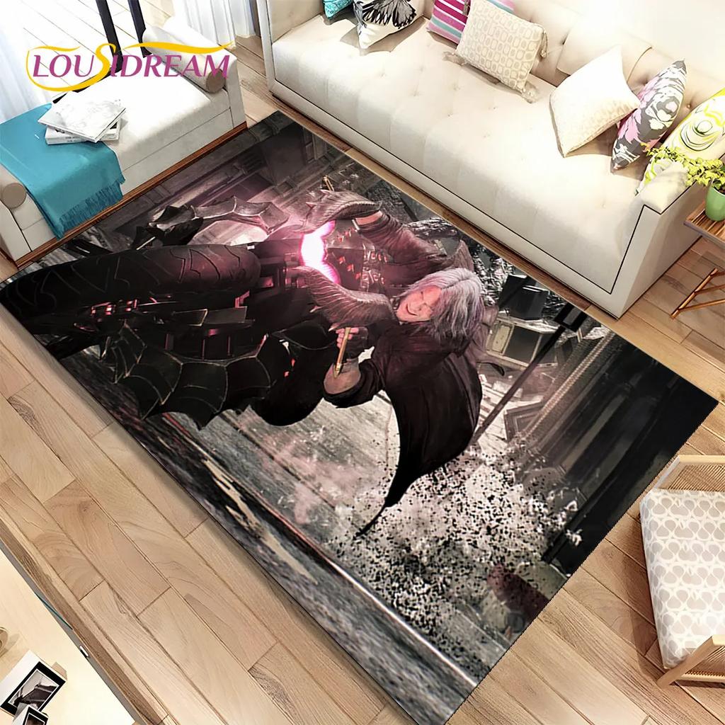 Tapis de jeu 3D HD D-Devil May Cry DMC, Tapis de sol pour salon, chambre à coucher, canapé, paillasson décoratif, tapis de sol antidérapant pour enfants