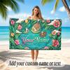 Floral Garden Theme Soft Beach Towel Personalized Custom Name Text Towel Portable for Beach Pool Travel