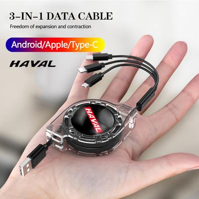 Car Interior 3 In 1 Fast Charger USB Data Cable Auto Accessories For Great Wall Haval H6 H5 H7 Dargo M6 H9 H6S F7 F7X Jolion X D