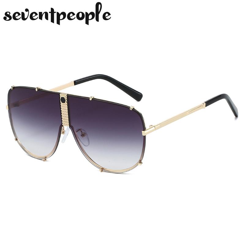 Oversized Pilot Shield Sunglasses Women  Luxury Brand Vintage Steampunk Metal Oval Sun Glasses Fashion Goggle Shades UV400