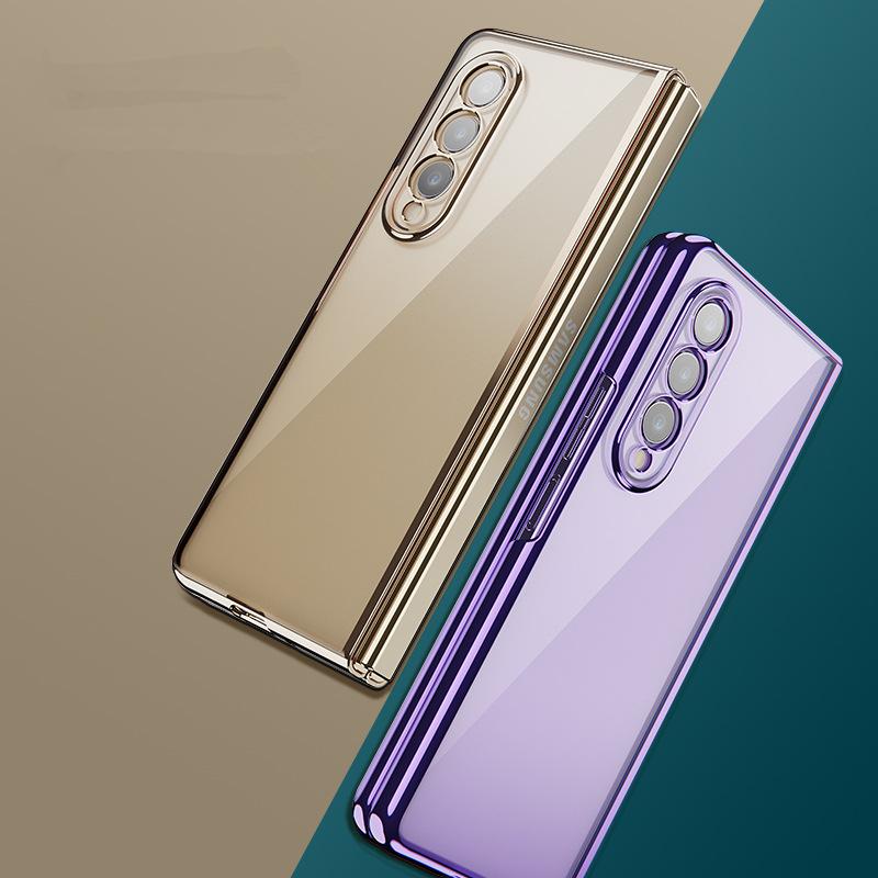 Fashion Plating Thin Phone Case For Samsung Galaxy Z Fold 3 5g Fold3 Shock Proof Clear Protective Cover Capa Coque