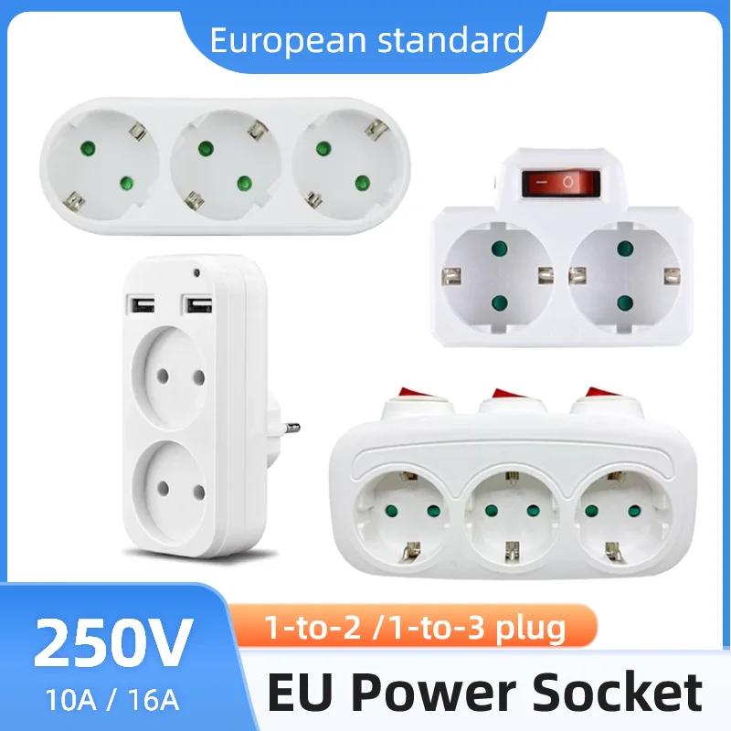 Avrupa Dönüştürücü Fiş Elektrik Prizleri 250V Güç Fişi 1'den 3'e 1'den 2'ye Prizler Evrensel Priz Dönüştürücü 10A 16A Güç Adaptörü Taşınabilir Ev Kullanımı İçin