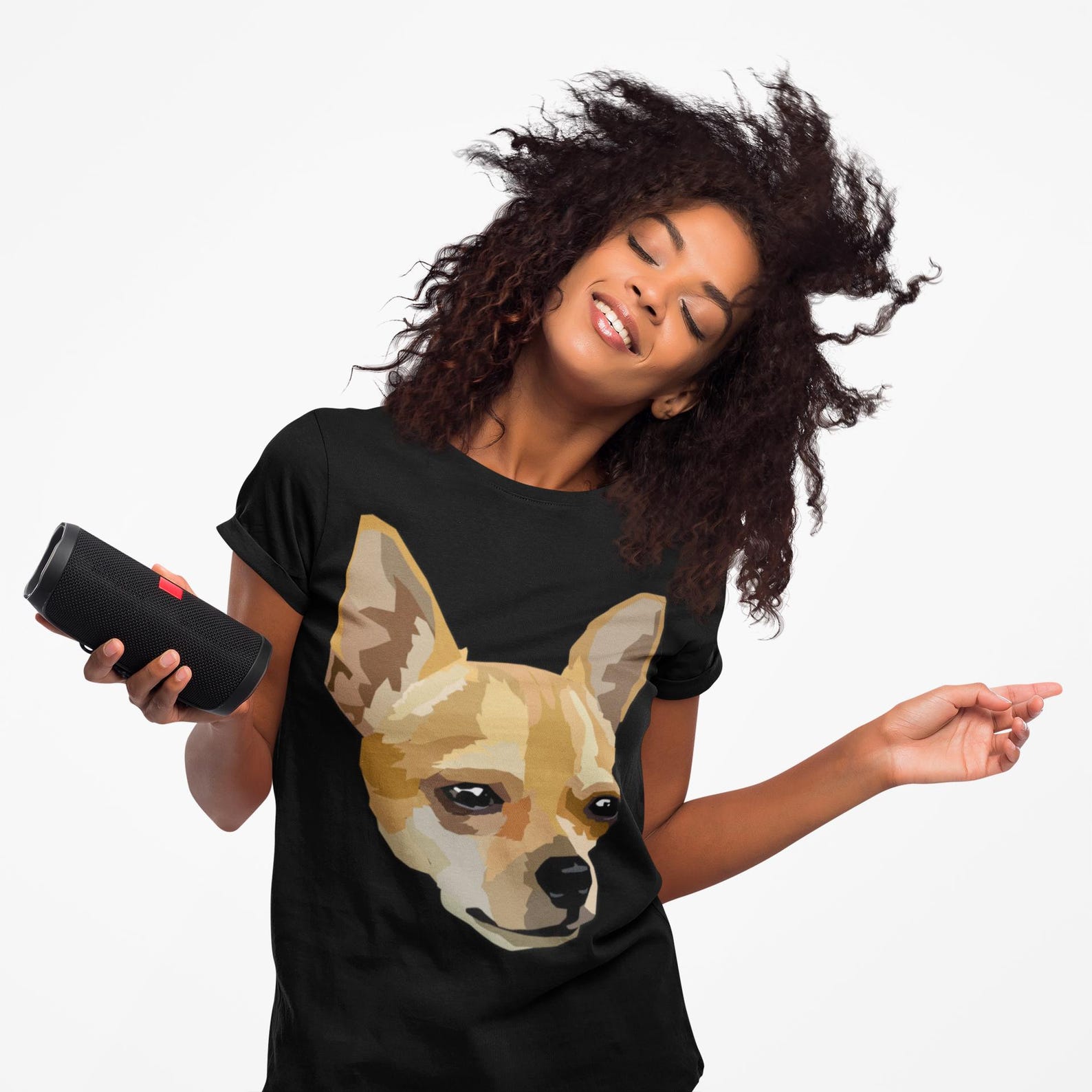 Chihuahua Head Portrait T-Shirt | Artistic Dog Illustration L