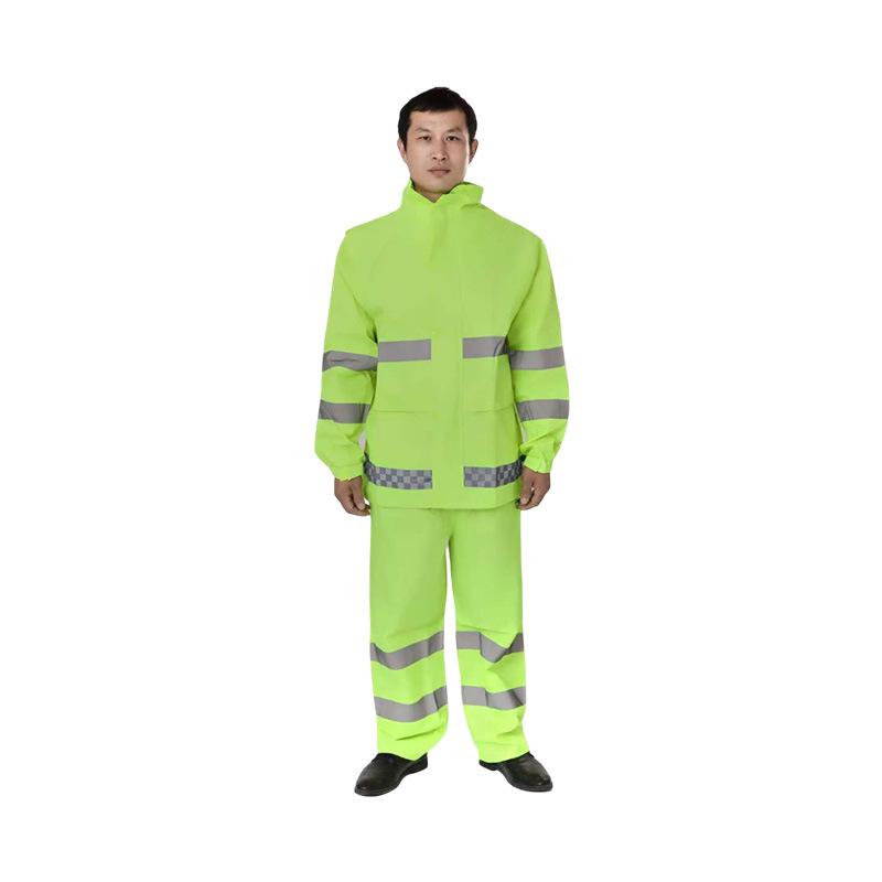 Reflective Raincoat & Pants Set - Thickened PU Oxford Cloth for Traffic & Sanitation, Stormproof
