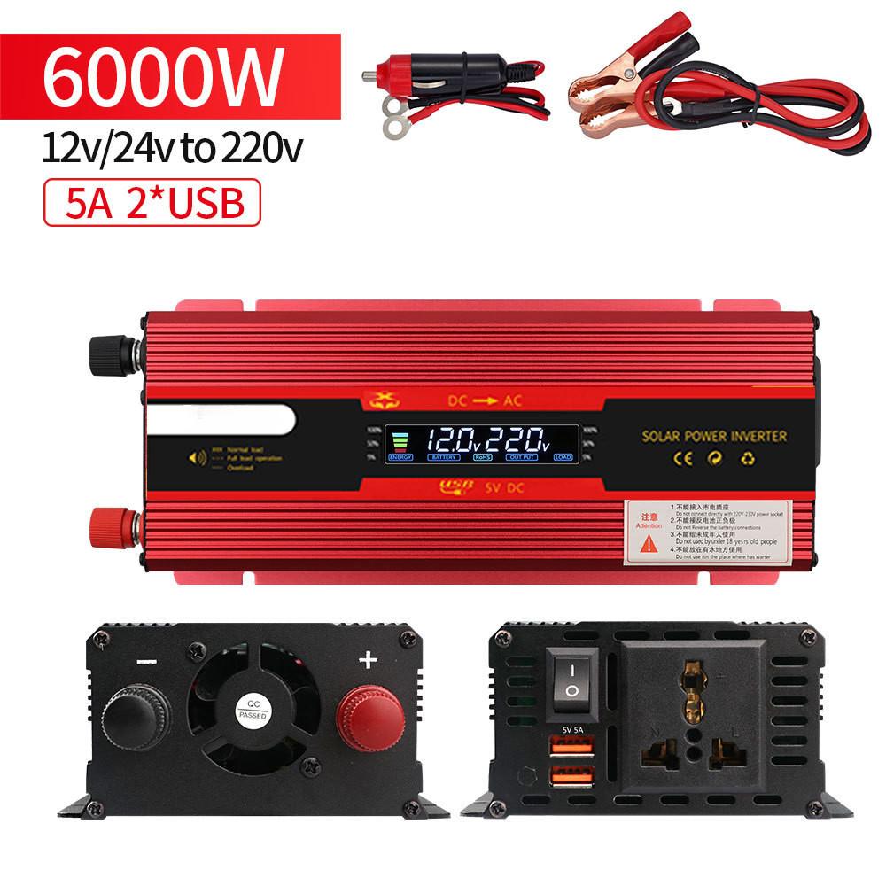 1000W/3000W/4000W/6000W High Power Universal USB Car Inverter 12v24v to 220V Household Power Converter Portable Sine Wave Inverter