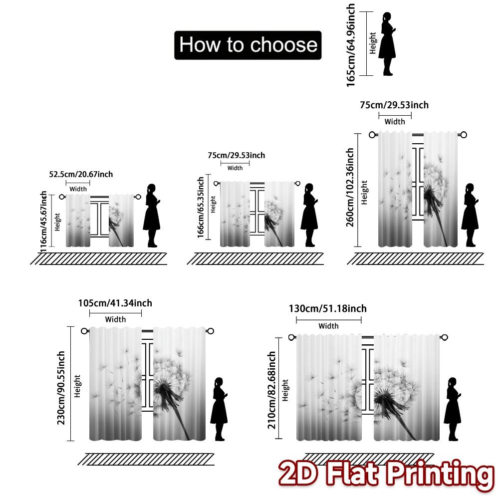 Set Of 2 Modern Flat Printing Curtains Without Rod Whisperingseeds Minimalist Durable Polyester Fabric Curtain Made
