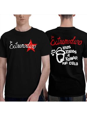 EXTREMODURO Band Logo& Spanish Slogan T-Shirt for Men& Women- Vintage Black/White/Red Print Cotton Tee