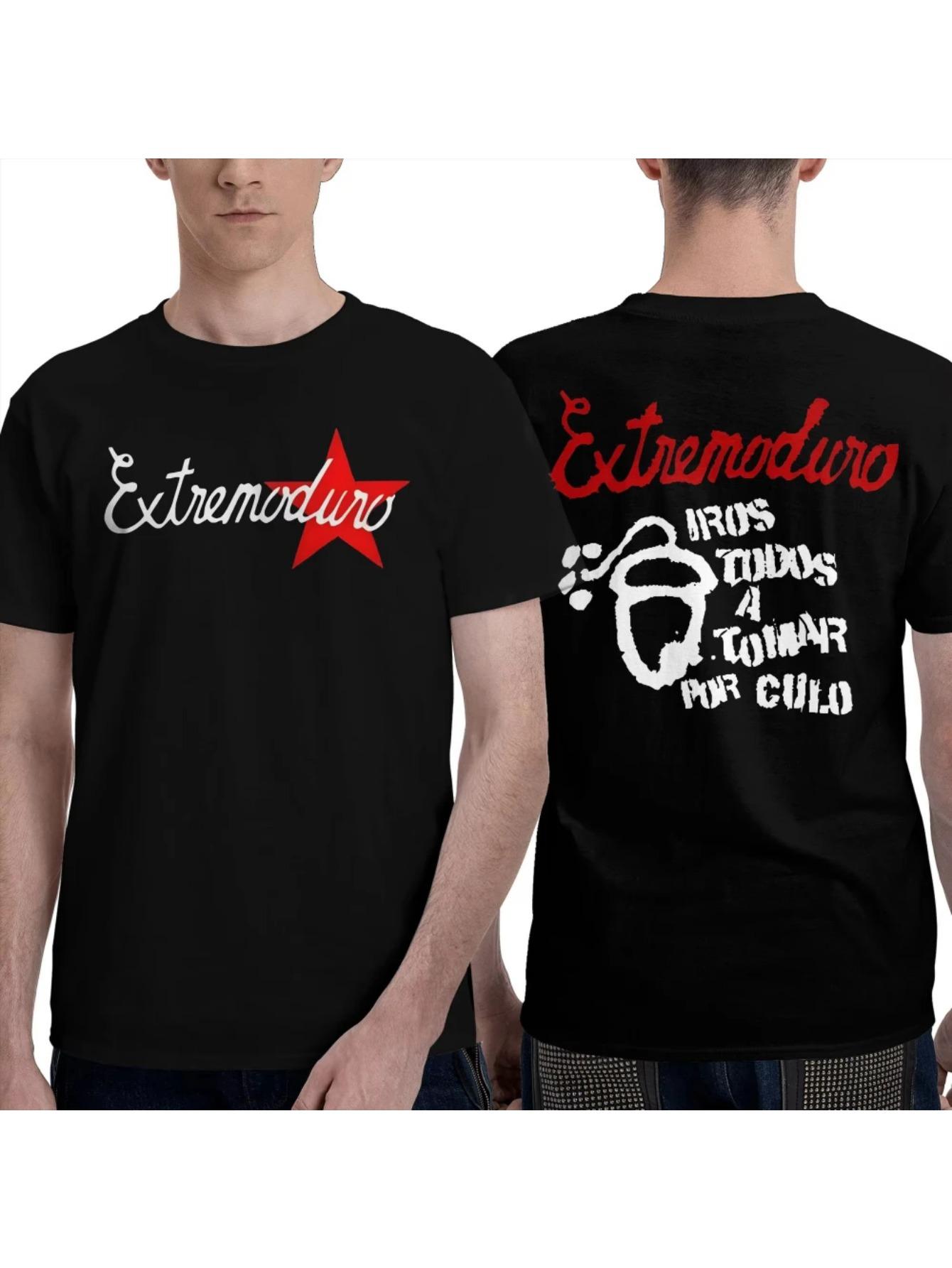 EXTREMODURO Band Logo& Spanish Slogan T-Shirt for Men& Women- Vintage Black/White/Red Print Cotton Tee S
