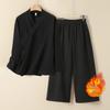 Hanfu d'Automne/Hiver en Coton et Lin pour Femmes: Cardigan Long à Manches Longues Style Chinois Doublé de Velours Robe de Moine pour la Cérémonie du Thé