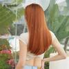 Women's Cross-Border Wigs: Long Straight Hair with Bangs, High-Temp Synthetic, Full Coverage, Available in Black, Red-Brown, Orange, and Pink.