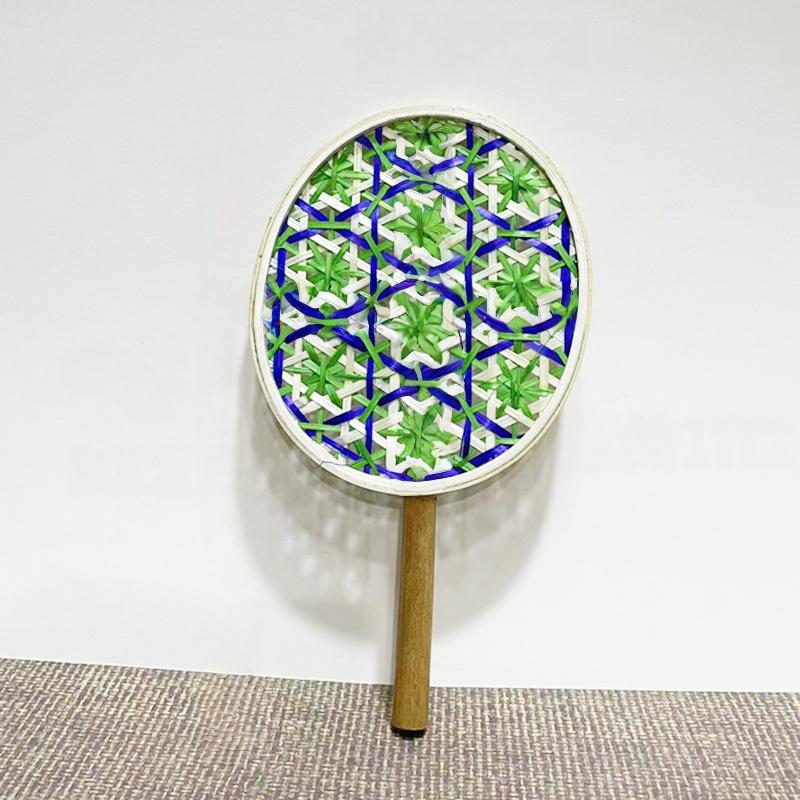 1pc Colorful Handmade Fan Ethnic Style Bamboo Woven Fan Summer Anti-mosquito Cooler Braided Hand Fan Crafts Home Decoration