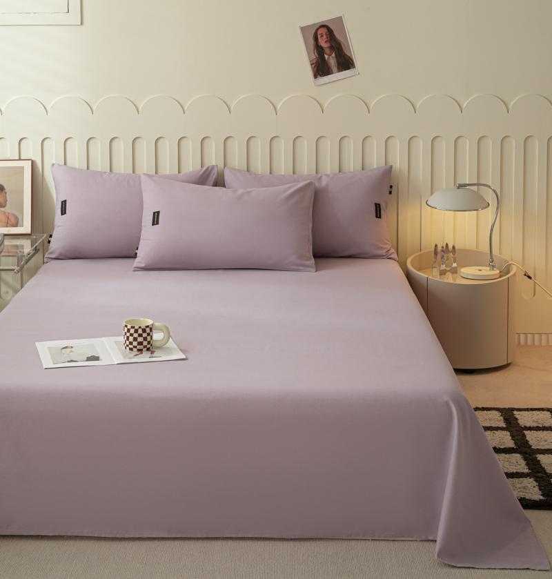 1pcs  Cotton Bed Sheet Solid Color Printed Double Top King Sheets for Girls Boys Kids Single Queen King Size Bed Linen