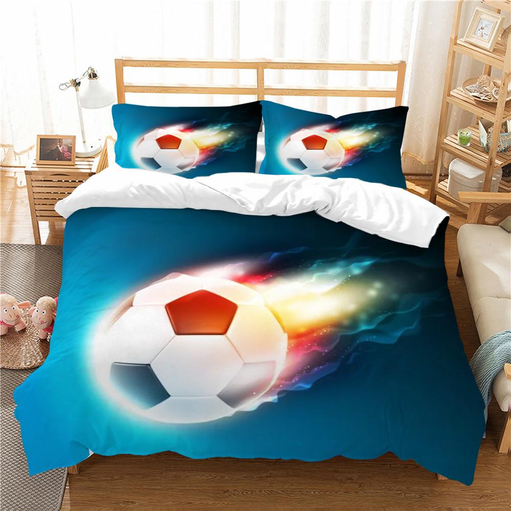 Fußball-Bettbezug-Set, Sport-Bettwäsche-Abdeckung, Queen- und King-Size-Betten, Mikrofaser, weiches Bett-Set für Teenager, Kinder und Erwachsene