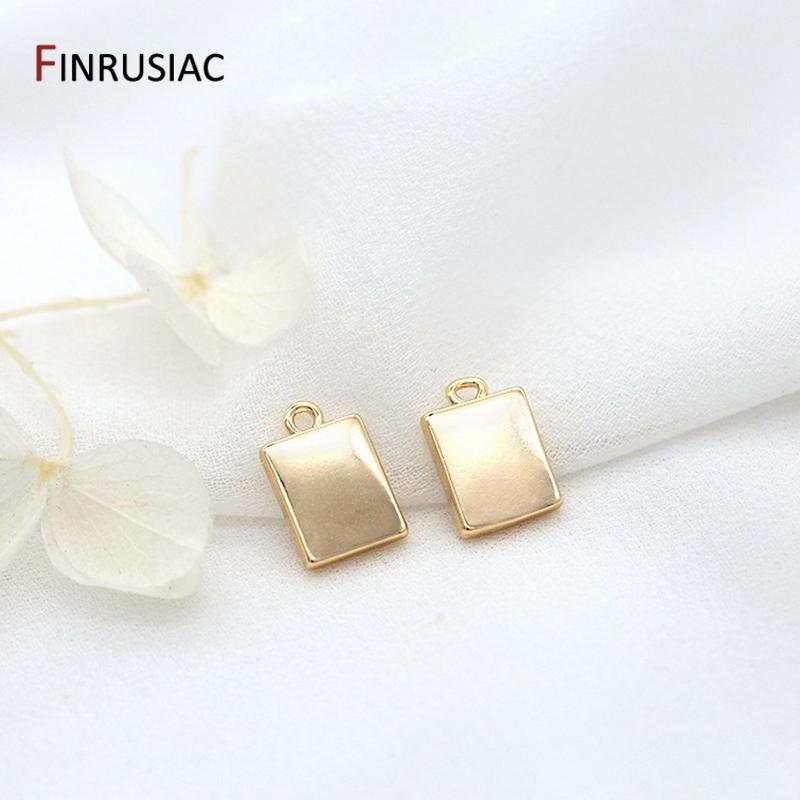 Wholesale 14K Gold Plated Brass Metal Small Cute Charms Heart / Star / Square Tags Pendants Accessories For Jewelry Making