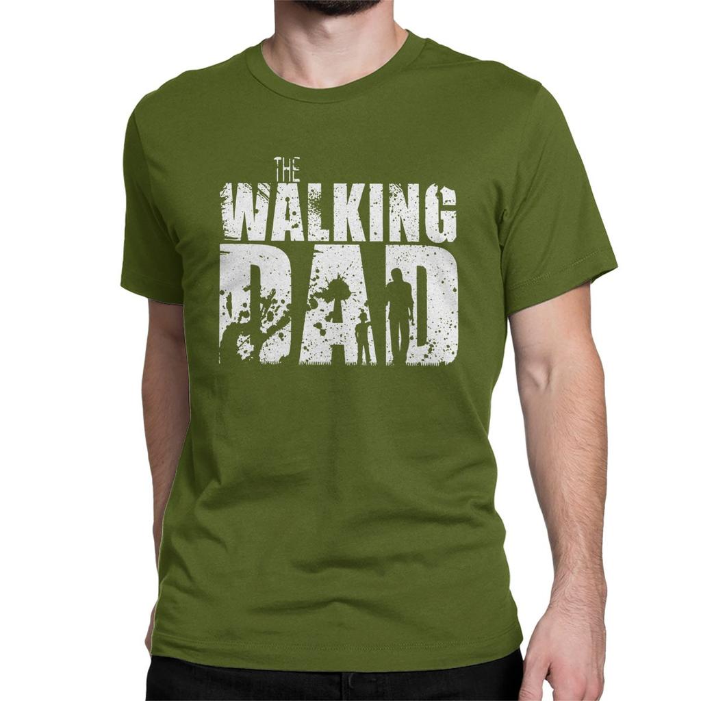 The Walking Dad T Shirt for Men Cotton T-Shirts Round Collar The Walking Dead Father Day Zombie Tee Shirt Tops Plus Size