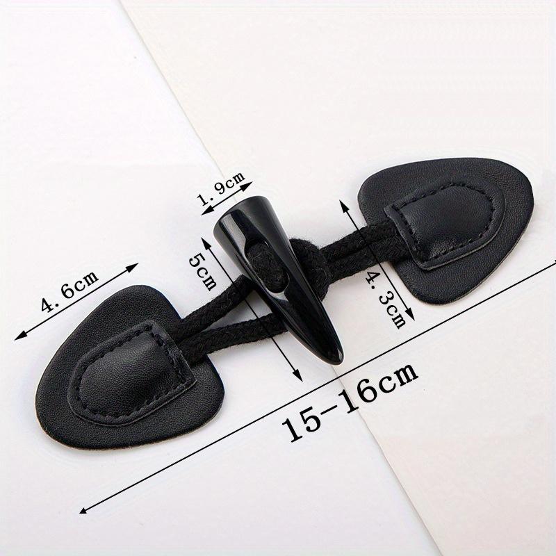 4 Pairs PU Leather Horn Buckle Toggle Button Fastener for Coat Jacket Duffle DIY Handmade Craft Sew On Clothing Sewing Decoration