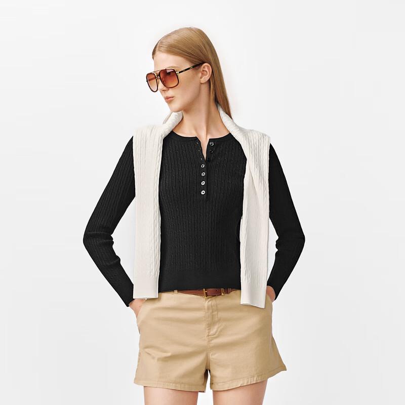 

Женский ретро свитер Biyinlefen с круглым вырезом и кабельной вязкой S