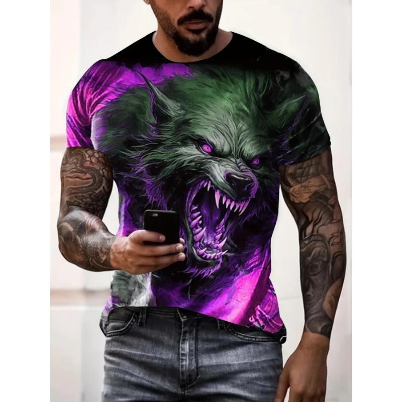 Animal Wolf 3D Print T-Shirts Streetwear Men Fashion Casual Oversized O-Neck Short Sleeved T Shirt