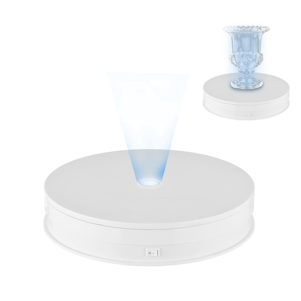 25cm  10 Inch Motorized Rotating Display Stand with LED Light 360 Degrees Rotatable Electric Potography Turntable for