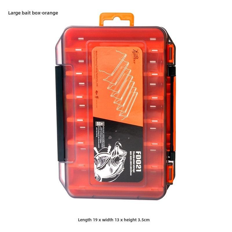 

Портативний двошаровий двосторонній водонепроникний ящик для рибальських приманок для дрібних аксесуарів. Large помаранчевий
