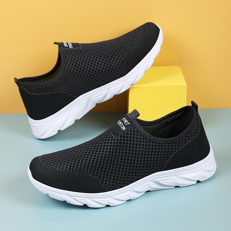 Lett Herre Fritidssko Pustende Slip-on Herre Fritidssneakers Sklisikre Herre Flats Utendørs Gåsko Størrelse 39-47