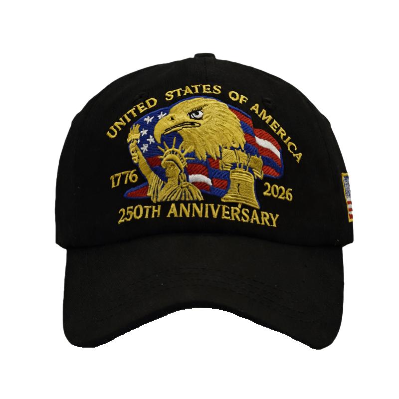 

US 250th Independence Memorial Baseball Hat Airy Soft Outdoor Cap Gift for Dads and Former Servicemen чёрный