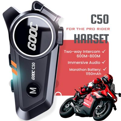 Motorcycle Helmet Bluetooth Headset with 120H Playtime, LED Lights, Waterproof, Handsfree Call, Music, GPS