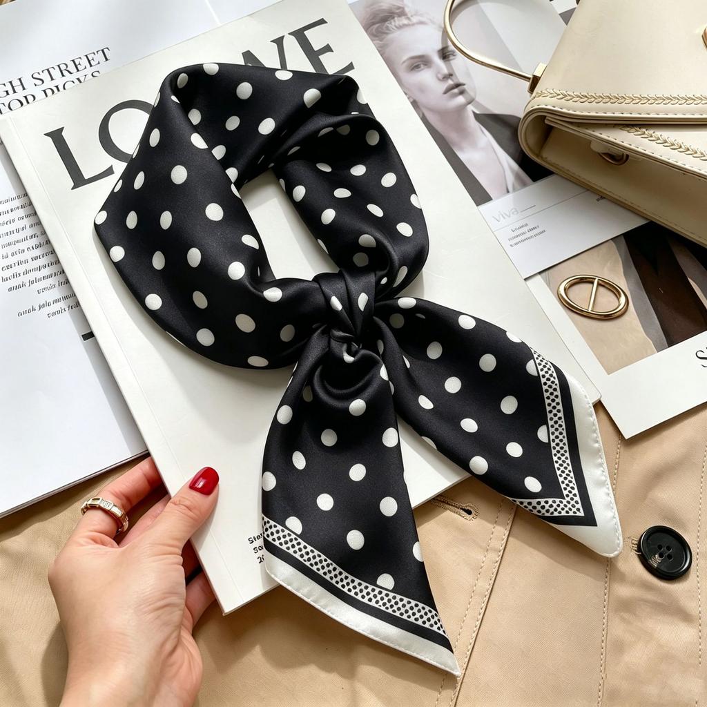 Simple temperament Spring and summer female imitation silk scarf versatile Korean version casual small square scarf neck protection decorative scarf