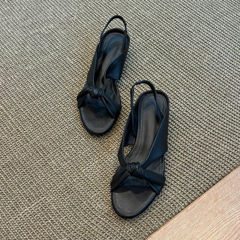 New soft leather niche design simple open-toed cross with wedge heel sandals women's outer shoes