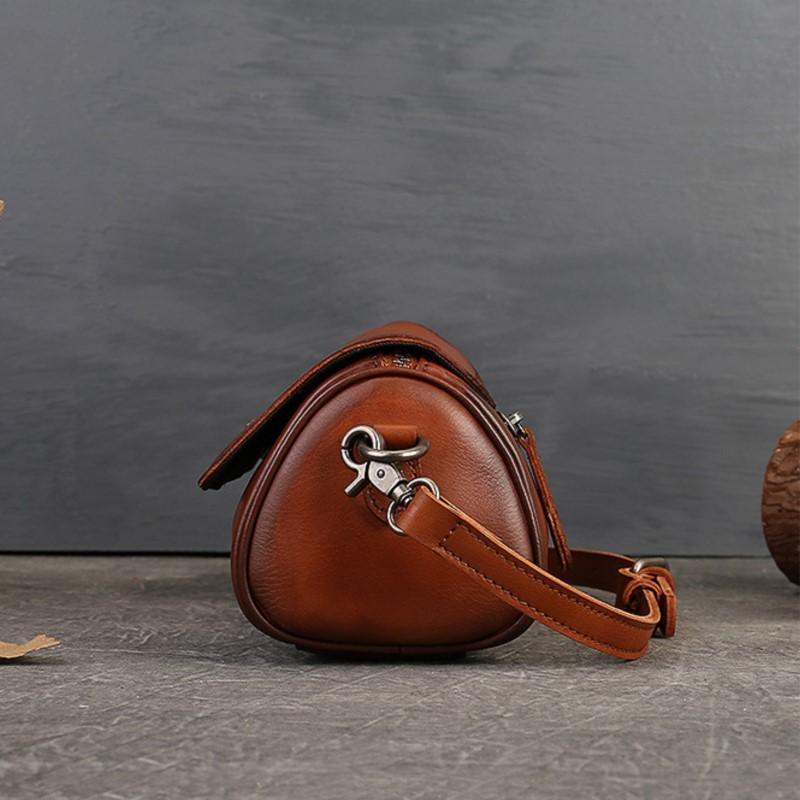 Johnature Vintage Genuine Leather Summer Pillow Bag Handmade Versatile Solid Color Women Shoulder & Crossbody Bags