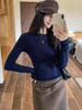Women's Slimming Gray Crew Neck Long Sleeve T-shirt - Korean Style, Versatile Inner Layer for Autumn/Winter.