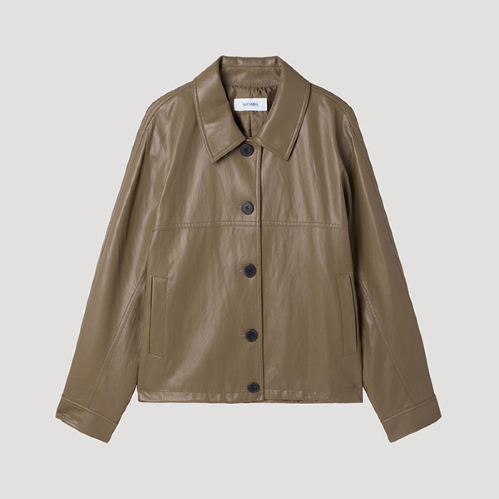 

[She S miSS] Faux Leather String Collar Jacket Swwjpp12040 Br Braun/77