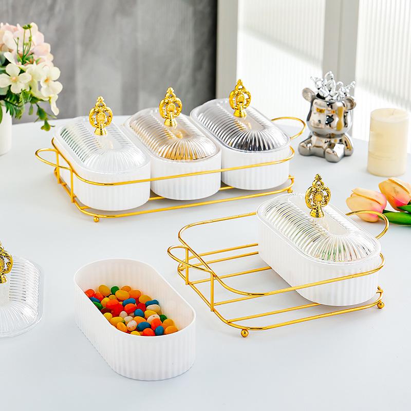 Luxurious Multi-Compartment Snack Storage: Fruit, Candy, and Pastry Dish for Living Room or Coffee Table
