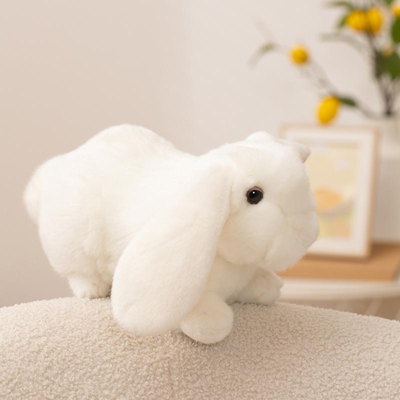 sale 18CM Simulated White Rabbit Plush Toys Soft Stuffed Lifelike Animal Small Rabbit Toys Friendly Sleeping Companion Gift