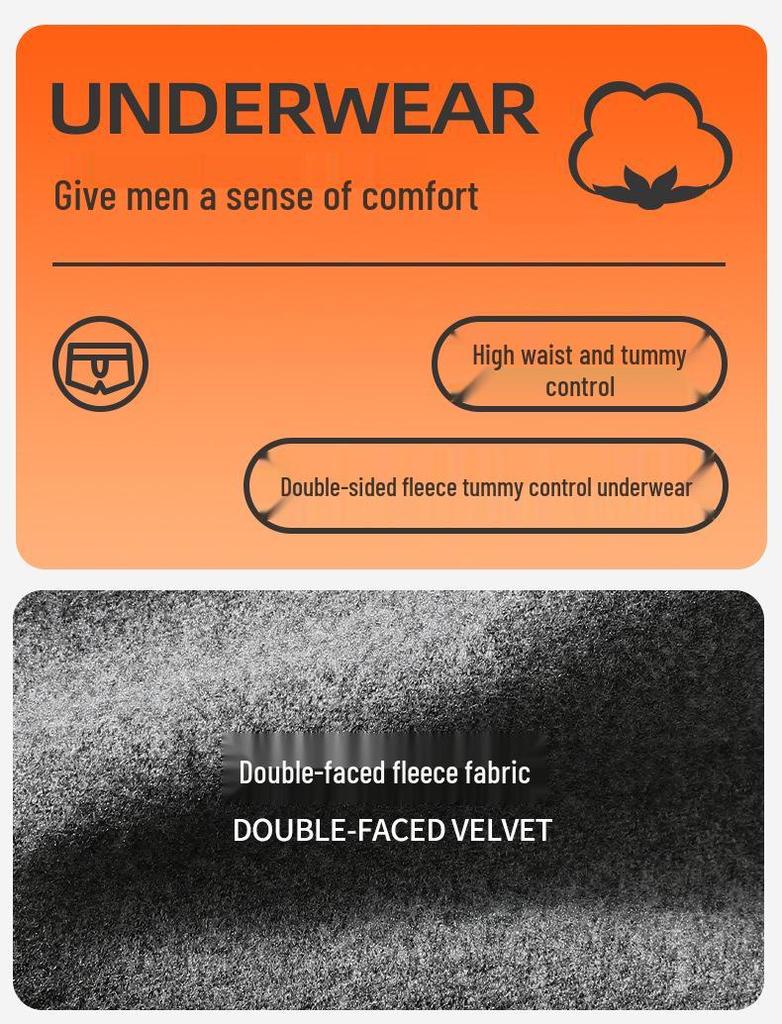 Men's High Waist Tummy Control Plus Size Anti-Chafing Warm Fleece Lined Sport Boxer Shorts