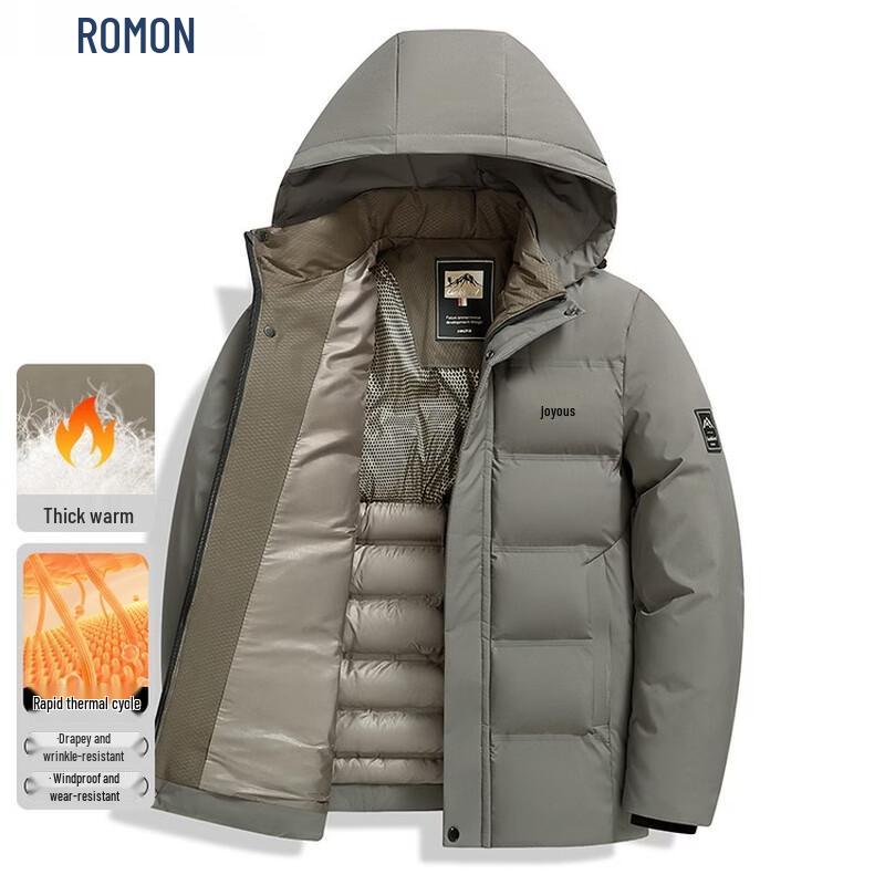 ROMON Men's Thickened Hooded Winter Padded Jacket