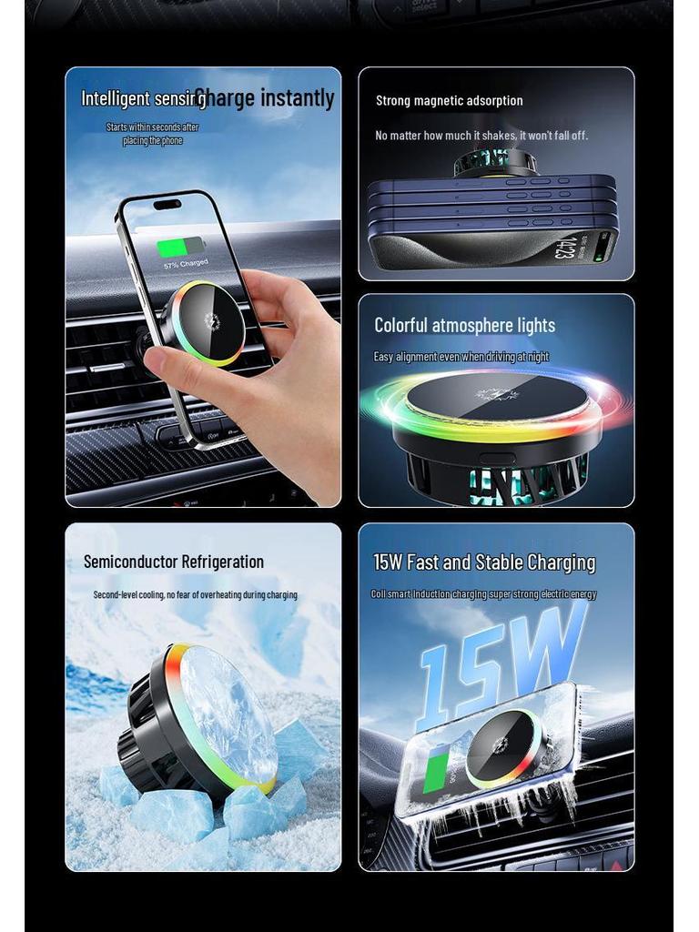 Magnetic Wireless Car Charger & Phone Holder for Apple & Samsung - Fast Charge Compatible