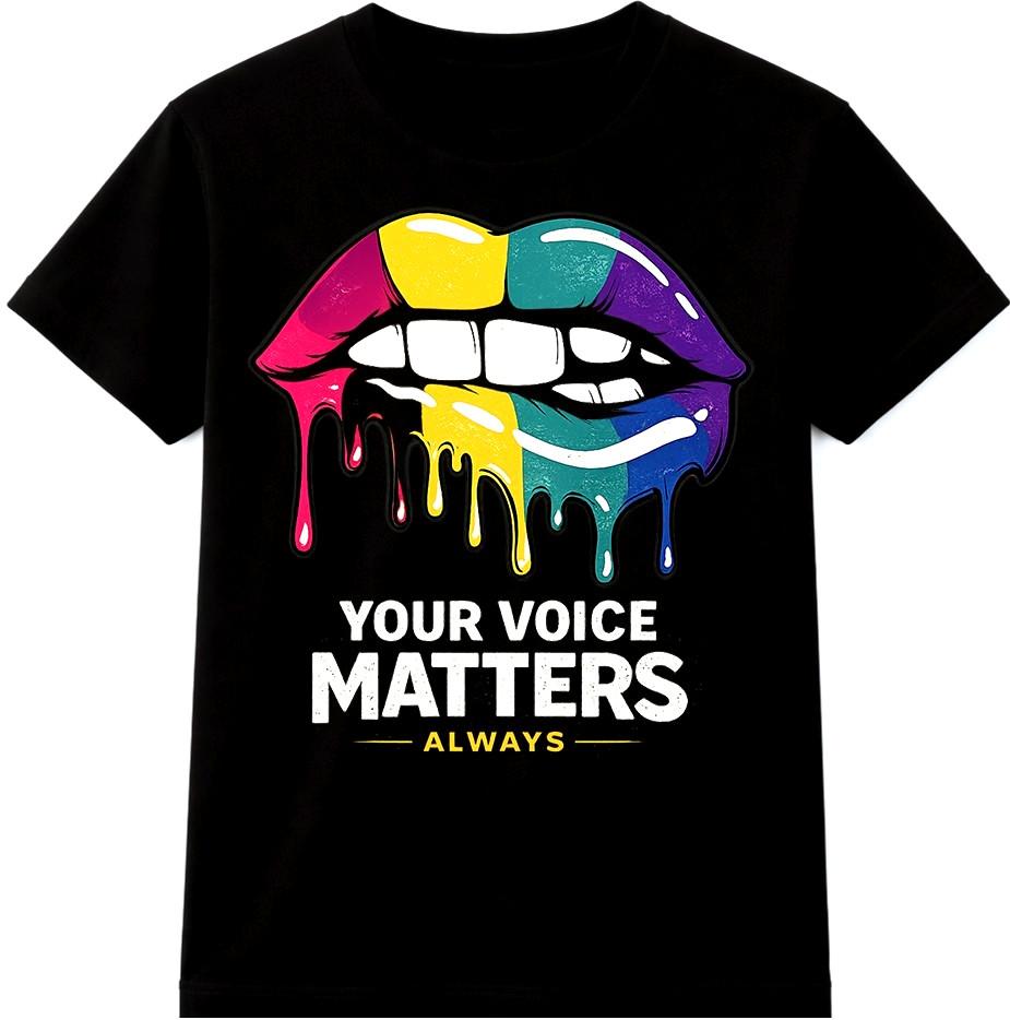 Dripping Lips T Shirt Your Voice Matters Empowerment Graphic Slogan Tee S