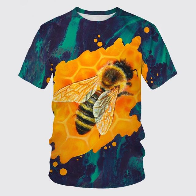 Summer Fashion Casual Honeybee graphic t shirts Men 3D Trend Printing Personality harajuku Round Neck Short Sleeve Tees Tops