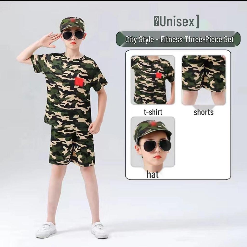 Çocuk Kamuflaj Askeri Üniformaları (Erkek ve Kız Çocukları İçin) - Anaokulu Eğitimleri, Yaz Kampları veya Okul Gösterileri İçin Mükemmel.