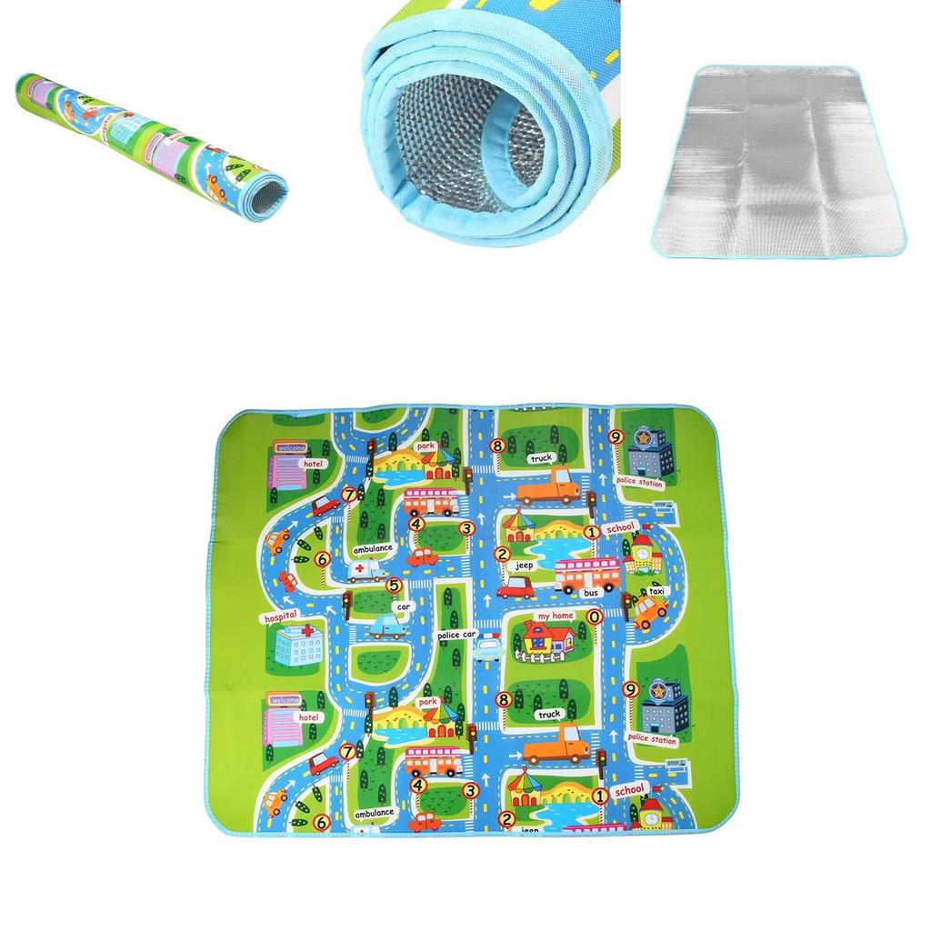 Colorful Children's Road Map Kids Play Mat Ideal For Race Car Fun In Nursery