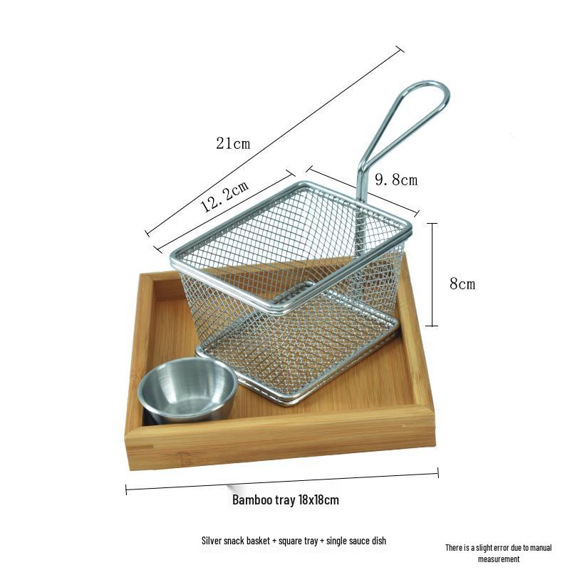 Stainless Steel Blue Fried Snack & Dipping Sauce Dish Set - Artistic Concept for Restaurants and Clubs